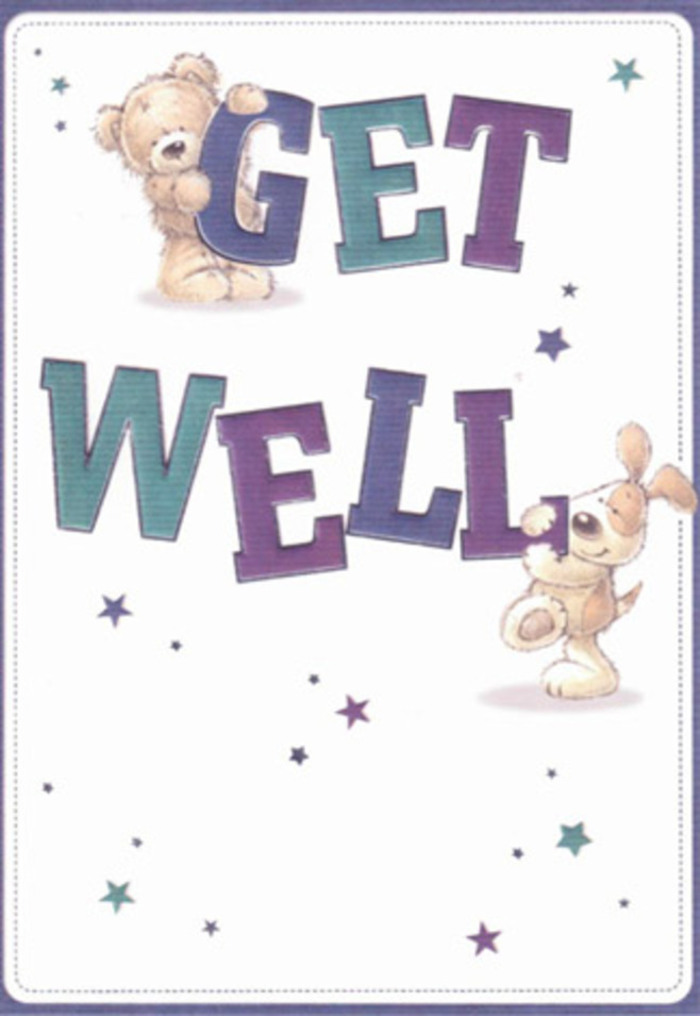 Bursting with charm, this get well card seems designed to lift spirits across Tulse Hill-like a bouquet composed with cheerful intentions. The illustration features a beaming teddy bear and a floppy-eared pup, both rendered so invitingly that their soft textures almost leap from the page. Surrounded by a constellation of twinkling stars, the animals' playful gestures scatter good wishes as palpably as handing a bright posy in a West Norwood café. The oversized, shaded letters in vibrant purples and teals anchor the composition with a reassuring presence, their bold forms echoing the vibrancy of local life near Brockwell Park. The scene radiates warmth, with an undercurrent of lightness worthy of a hand-crafted floral gift. Every detail-the gentle curve of a paw, the hopeful glimmer in the animals' eyes-feels intentionally placed, much as our florists at Flower Delivery Tulse Hill craft each arrangement to bring comfort and care. The creamy white background provides clarity and calm, allowing the colours and emotions to shine for anyone in recovery. This design, when paired with a thoughtful bouquet, offers a gentle lift-a poetic way to show heartfelt care in our south London neighbourhood.