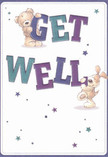The cheerful design of this get well card radiates an infectious optimism, echoing the friendly spirit found in Tulse Hill's bustling streets. At the heart of the image, a huggable teddy bear and an exuberant puppy joyfully support the bold, colourful letters of 'Get Well,' each character crafted with such plush detail you can almost feel their comforting presence. The text, shaded in rich indigo and teal, pops against a soft, clean background, reminiscent of early morning light filtering into local kitchens along Norwood Road. Bright stars, painted in purples and vibrant blues, sprinkle hope across the card, creating a magical yet soothing atmosphere. The entire composition is filled with tactile softness and emotional sincerity-every stroke reflecting the same care our Tulse Hill florists invest in preparing flowers for those in need of cheer. This card not only conveys good wishes but becomes an extension of the nurturing comfort that makes our community special, perfect for accompanying a fresh bouquet delivered locally to support someone's swift recovery.